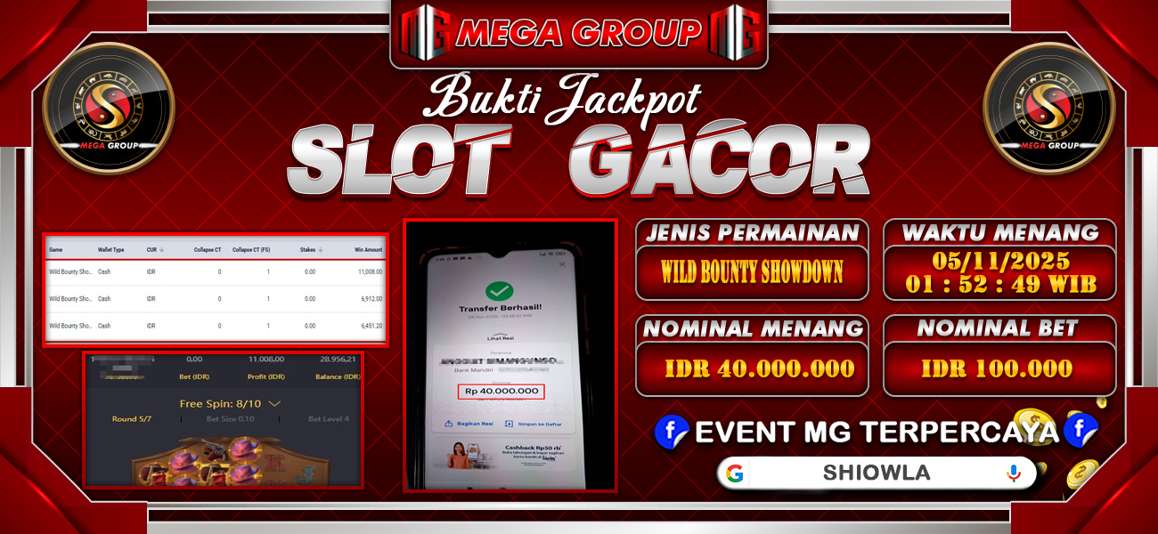 Bukti JP situs Shiowla hari Rabu, 05 November 2025