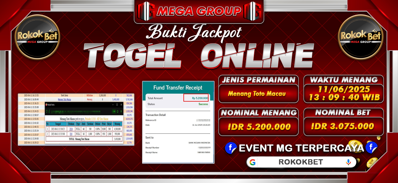 Bukti JP situs Rokokbet hari Rabu, 11 Juni 2025
