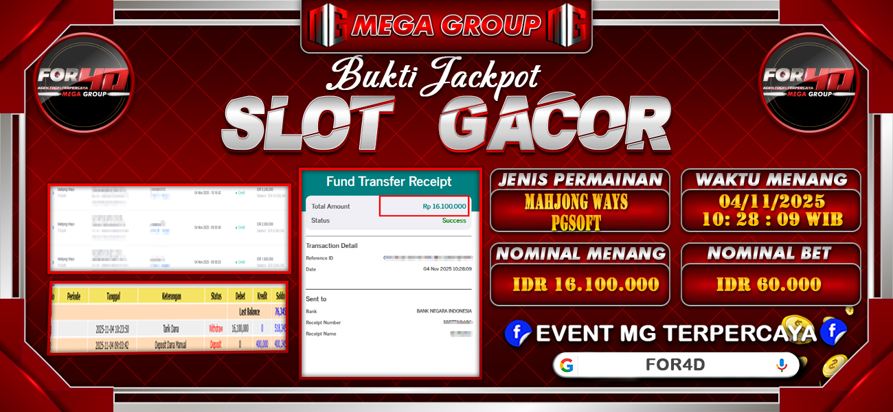 Bukti JP situs For4D hari Selasa, 04 November 2025