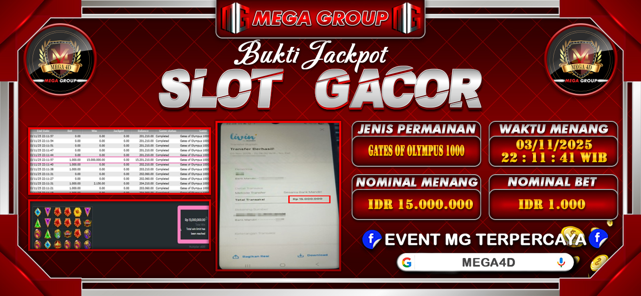 Bukti JP situs Mega4D hari Selasa, 04 November 2025