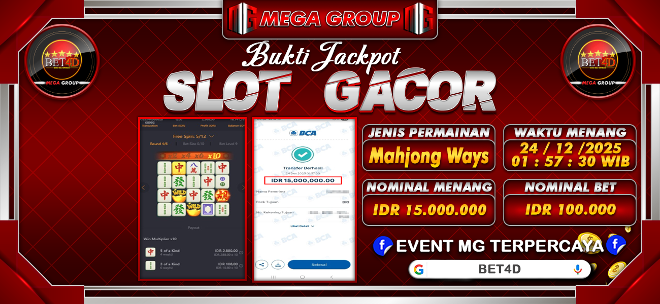 Bukti JP situs Bet4D hari Rabu, 24 Desember 2025