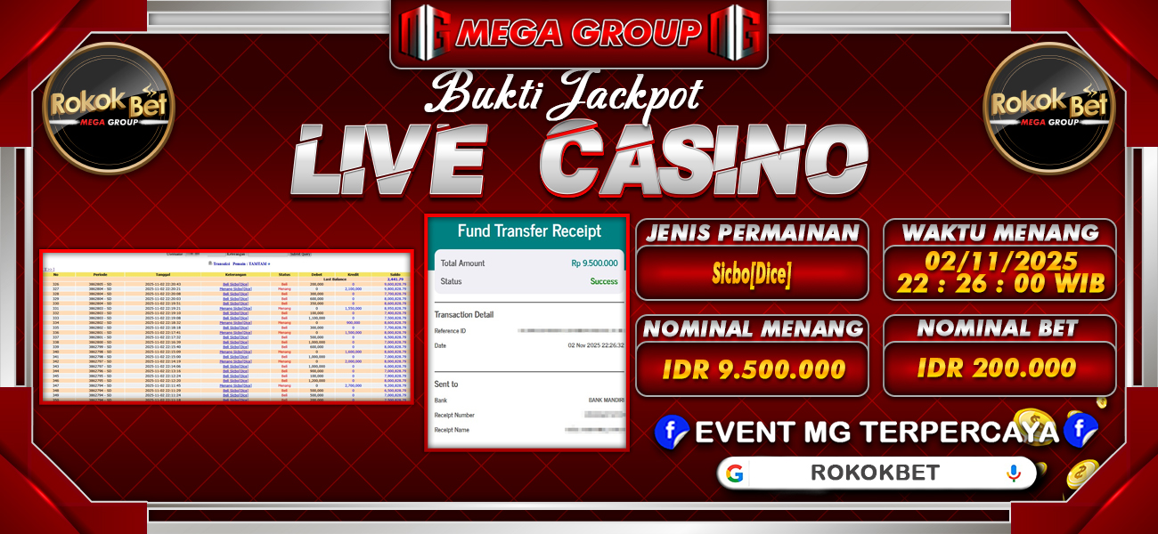 Bukti JP situs Rokokbet hari Minggu, 02 November 2025